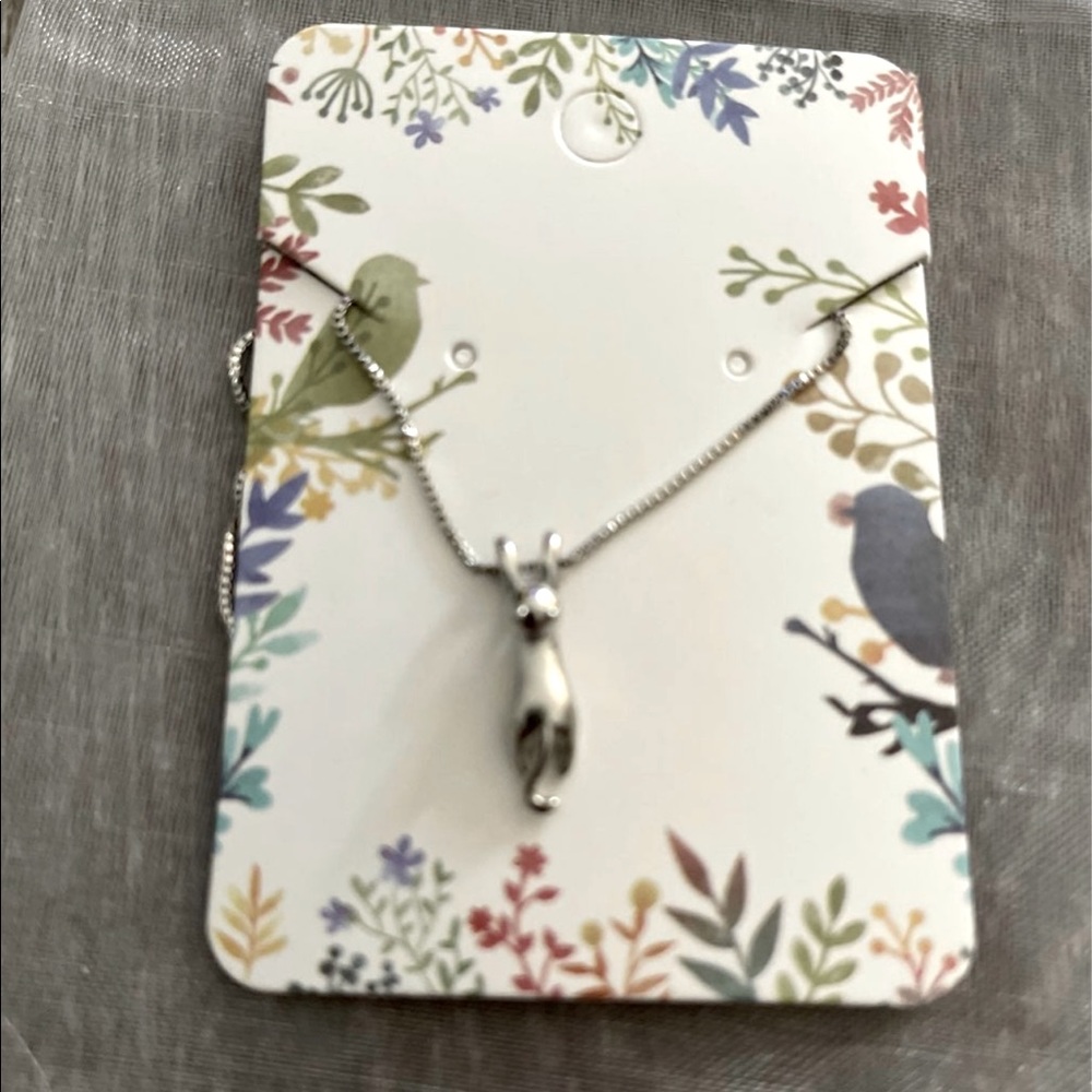 New Silver Cat Hanging Necklace
